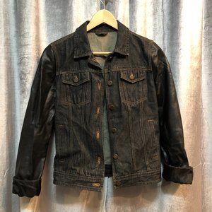 Denim Jacket With Leather Sleeves